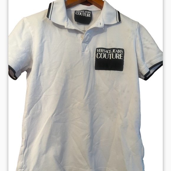 VERSACE JEANS COUTURE Sz Small STITCHED LOGO WHITE POLO SHIRT - Picture 5 of 12